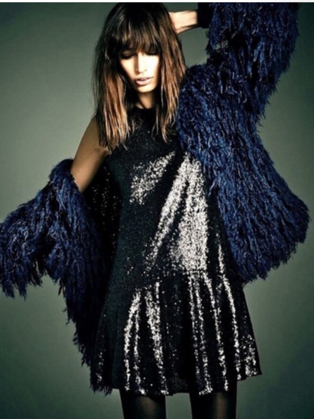 FREE PEOPLE Black Liquid Shine Sequin Dress Size XS — LITTLE BLACK DRESS